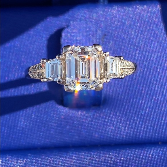 SOLD!! TACORI GIA Emerald Cut Diamond Engagement Ring 1.00 F SI1 Center - Picture 15 of 17